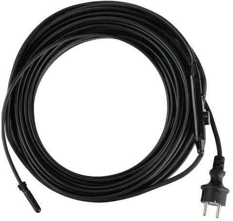 Frostschutz eisfrei Heizkabel vorgefertigt selbstregulierend Heizband 15 W/m mit Stecker und Thermostat 2-30m frostfrei für Rohr Dachrinne Photovoltaik Tränke Wasserbehälter, Länge:10.00m