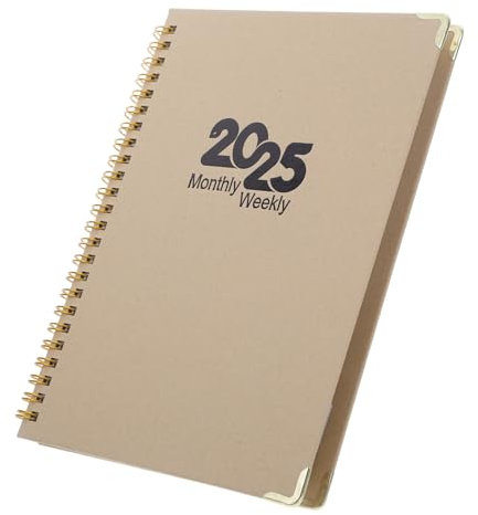 NUOBESTY Büroagenda Mit Kraftpapier-hardcover Planer Für Lehrer Und Berufstätige Tagebuch Mit Spiralbindung Notizbuch Zum Schreiben Braun Für Büro Und Unterricht