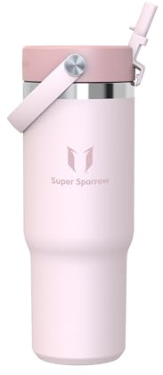Sparrow Trinkflasche Edelstahl - Twistpath Thermosflasche mit Flex-Strohhalmdeckel - 900ml - BPA-frei Thermobecher & Auslaufsichere Thermoskanne - Kompatibel mit gängigen PKW-Getränkehaltern | Isolierbecher Thermosflasche Wasserflasche Autobecher, Auslaufsicher & Spülmaschinenfest, BPA-frei, Heiß & Kalt für Alltag