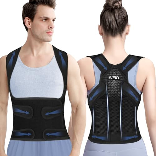 Back Brace Support Posture Corrector: Adjustable Shoulder Neck Lumbar Belt Strap - Breathable Back Braces Correction for Women and Men - Upper Lower Back Straightener Support for Spine Hunchback - L