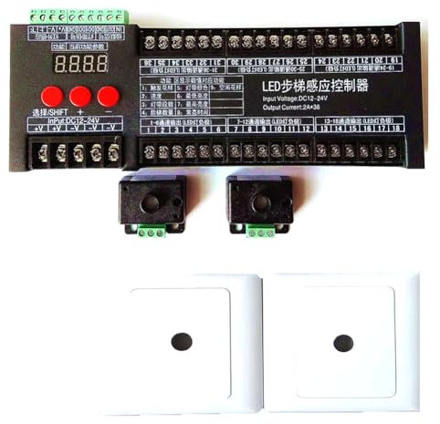Qerwsdty WS2811 LED-Lichtstreifen, 6-36 Kanäle, Infrarot-Touchscreen, Multifunktionaler Induktions-Controller, Treppenhauslampe, Lauflicht