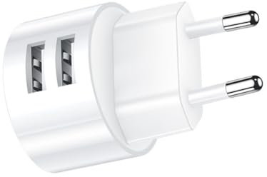 Leloco Adattatore per presa USB – Alimentatore di rete USB piatto 2 porte caricatore multiplo 5 V 2,1 A, compatibile con prese IP44 e avvolgicavo, per smartphone/tablet/MP3-MP4 Player/eBook/Navi/ecc.