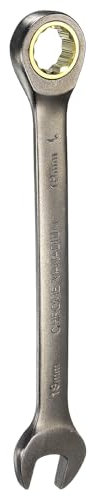 QUARKZMAN Llave de Trinquete 18mm Métrica de Boca Abierta 90 Dientes Acero CR-V Niquelado Cabeza Fija Llave Combinada de Trinquete para Tornillos Tuercas