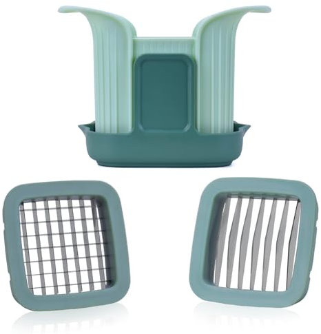 Asaiy Vegetable Chopper 2-in-1, Manual Onion and Food Dicer with Stainless Steel Blades, Compact Vegetable Cutter for Fruits, Cheese, Salad, and More – Kitchen Gadget for Easy Meal Prep