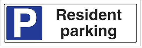 V Safety Resident Parking - Landscape 300 x 100 mm - Self Adhesive Vinyl Safety Sign