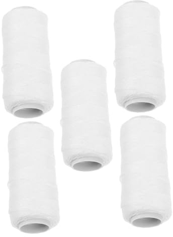 5 Rollos Hilo para Depilación Facial, de Algodón Blanco | Uso Doméstico y Belleza, para Cejas y Contorno Facial, Flexible y Cómodo, Paquete de Cinco