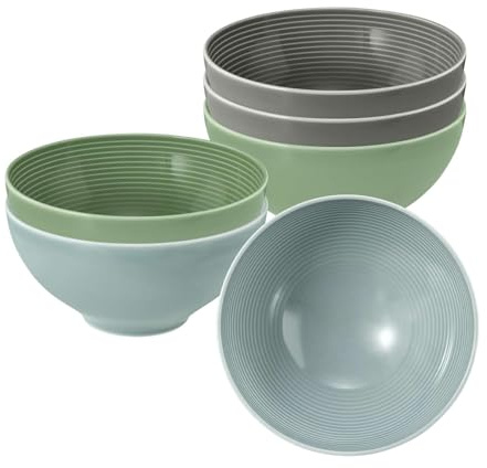 Seltmann Weiden Beat Color Glaze Müslischalen 6er Set, ø 15,7 cm, Schalen/Schüsseln mit Rillenrelief, Porzellan, 3-farbig