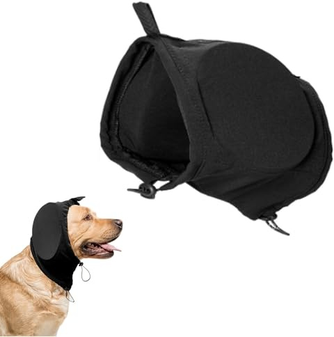 LONGHAO Hunde-Ohrenschützer zur Geräuschunterdrückung & Gehörschutz,Ohrenschutz für Hunde Gehörschutz,Beruhigender Kapuzenpullover,Hals und Ohrenwärmer,für alle Rassen (schwarz)