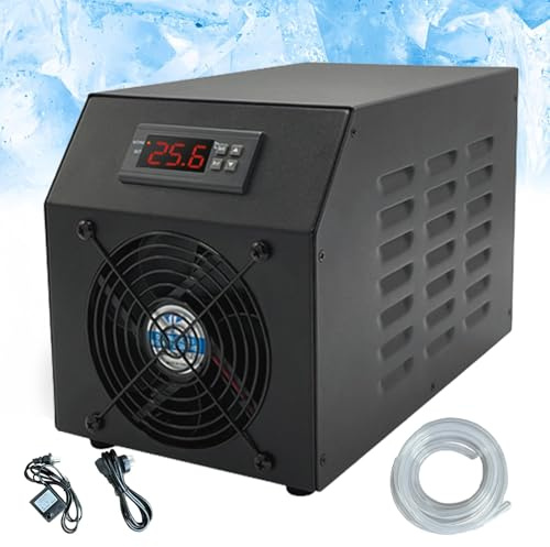 Enfriador de agua para acuario, 1/4 HP 16 galones máquina de refrigeración y calefacción con bomba y manguera, control de temperatura de bajo ruido para peces de coral e hidroponía