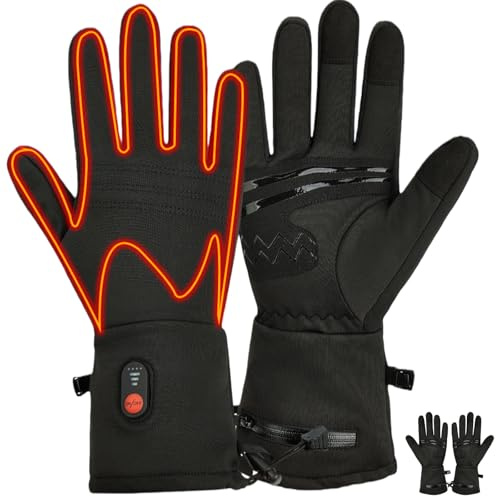 Behogan Beheizbare Handschuhe: 7.4V 2200mAh Akku, wiederaufladbar, Touchscreen-Funktion, Beheizte Handschuhe Winterhandschuhe Herren Damen, für Schnee Skifahren Angeln Reiten Motorradfahren, LXL
