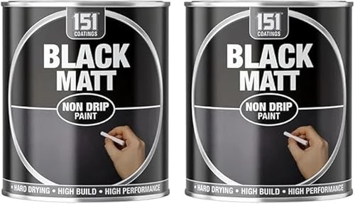 PRICE BEATER Matt Black Non-Drip Paint 300ml – Hard Drying, Long-Lasting, Non-Cracking, Easy to Use, Portable Tin, Interior & Exterior Finish for Wood, Metal, Concrete, DIY & Professional Use (2 PCS)