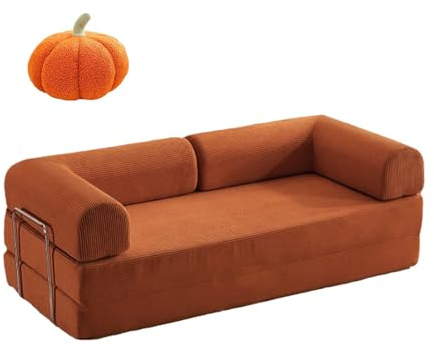 Konvertibel Bäddsoffa Med Fast Ra, Bäddsoffa I Manchester, Avtagbart Sofföverdrag, För Små Utrymmen, Vardagsrum(Bruin,220x100x70cm)