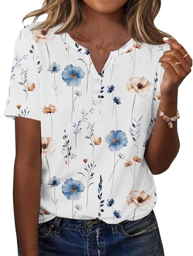 Zeagoo Camisetas de Verano para Mujer Manga Corta Moda Casual Camisa