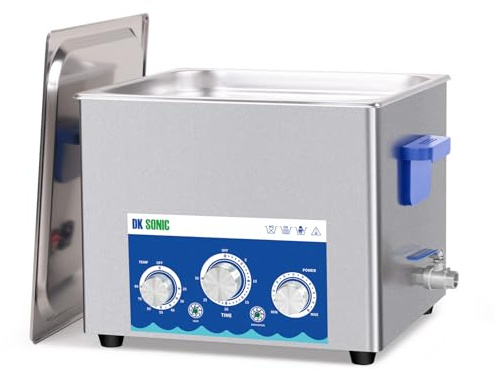 DK SONIC Industriell Ultraljudsrengörare 15L, 360W, Ultraljudsgasrengörare med Justerbar Effekt, Timer och Uppvärmning för Rengöring av Delar, Kretskort och Kedjor (Inklusive Korg)