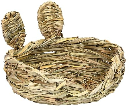 Ysyqkn Grasbett für Kaninchen, Kreatives Grasbett, Hütte, Handgewebte Käfige, Kau Grashaus für, Heubett für Meerschweinchen, Stil mit halber Öffnung