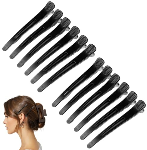 12 Pièces Pince Cheveux Coiffeur, Pince Crocodile Cheveux Antidérapantes