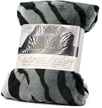 Gözze - Erstklassige Kuscheldecke, Cashmere Feeling, Hohes Stoffgewicht 500 g/m², 150 x 200 cm - Sibirischer Schneetiger, Silber