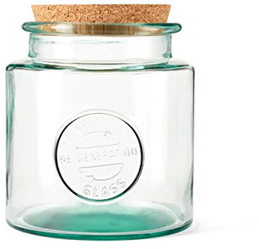 Re-Generation Glassware Large Jar with Cork Lid, 1.5L, 100% Recycled