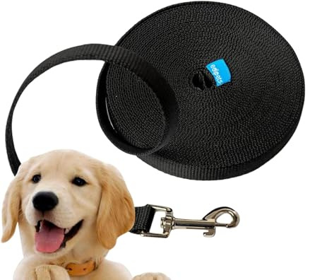 Edipets, Schleppleine für Hunde, 1.5m / 3m / 5m / 10m / 15m, Wasserdicht Trainingsleine für Große bis Kleine Hunde, Robuste Hundeleine (10 m, schwarz)
