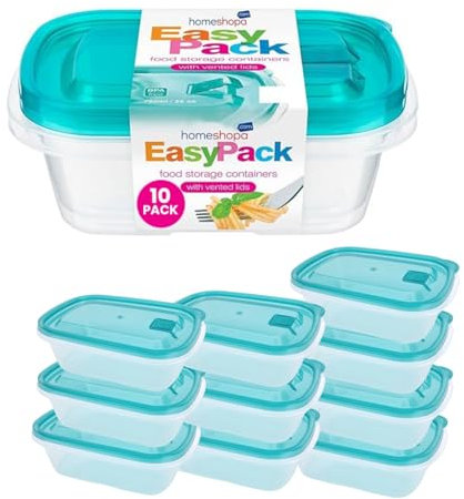 HOMESHOPA Plastic Food Storage Containers with Vented Lids, 8 Pack Leak Proof BPA Free Stackable, Microwave Freezer Dishwasher Safe, Reusable Airtight Meal Prep Lunch Boxes, 750Ml/25 Oz