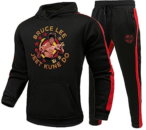 keepmore Li Xiaolong Sweat à Capuche et Joggers Pantalon Set Kung Fu Art Martial Art Li Xiaolong Ensemble de survêtement imprimé en 3D pour Hommes Femmes