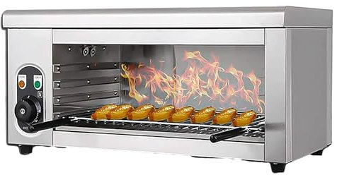 MaxtiL Parrilla eléctrica para derretir Queso de 2000 W, Parrilla de encimera para salamandra Comercial con Rejilla Ajustable, Horno de salamandra de Acero Inoxidable de 50-300 ℃ para derretir Queso