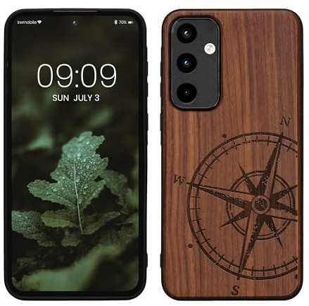 kwmobile Housse Compatible avec Samsung Galaxy A55 5G Coque - Étui de Protection Rigide Antichoc avec Cadre en TPU - Brun foncé