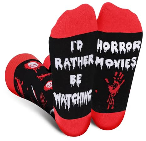 AGRIMONY Funny Halloween Socks for Men Women Teen Boys- I'D RATHER BE Fun Novelty Cute Crazy Funky Dress Crew Cool Socks - Halloween Gifts Stockings Costumes Gifts