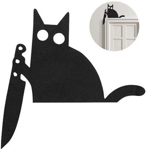 Decoración de Puerta y Marco de Gato - Colgante de Madera Divertido para Esquinas