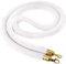Aweisile Corde de Barrière 1pc Cordon Séparation Diviseur de Files d'Attente Blanc avec Or Crochets 1.5m pour Hôtel Restaurant Cinema Bâtiments Publics Contrôle des Foules