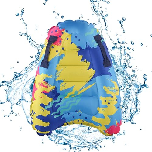 Feliciay Tavola da nuoto gonfiabile, leggera e portatile con maniglie, aiuto per il nuoto per piscina, tappetino ausiliario per l'apprendimento, tavola da surf gonfiabile per bambini e adulti (diversi