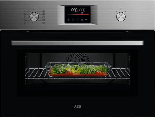 AEG 6000 Series CombiQuick Microwave and Built-in Oven OK6NK40M, 44L, Integrated Oven with Turbo Grill, Pizza Setting, Defrost/Reheating, LED display, Delay Start, 450x560x550mm, Stainless Steel
