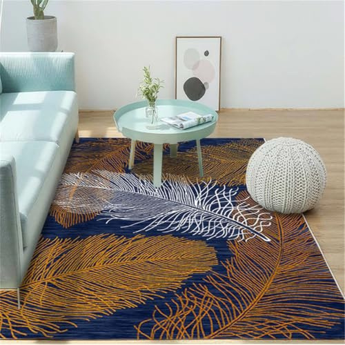 RUGMRZ Küchen Läufer Modern 300X400Cm Deko Wohnzimmer Blau Auslegware Kinderzimmer Spiele Teppich Mädchen Kinder Teppichefedermuster Schlafzimmer Verschiedene Größen