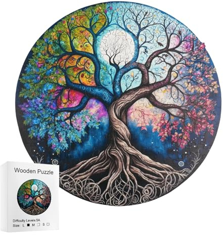 WakiHong Puzzle in legno con forma unica 29×29cm Albero della vita Puzzle per adulti in legno 167 pezzi Puzzle in legno Albero della vita, per adulti e bambini, gioco di famiglia