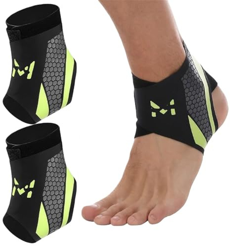 Cavigliera Sportiva Per Distorsione, In Nylon Traspirante,Cavigliera Supporto Regolabile Per La Caviglia, Unisex, Ideale Per Corsa, Calcio, Fitness Ed Escursionismo (Taglia Unica) – 2PC (Nero-verde)