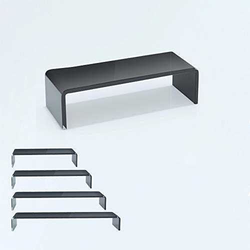 bijon TV Aufsatz Glas Bildschirm-Erhöhung | PC Monitor-Erhöhung, Schreibtisch-Aufsatz für Laptop Erhöhung, Monitor-Erhöhung | (B/T/H) 350x250x110mm - schwarz