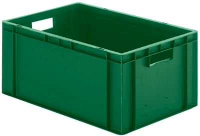 Euro de formato de contenedores apilables, paredes y suelo cerrado – 600 X 400 X 266 mm – Verde, VE 5 STK – Euro Norma apilables Buzón Euro Norma apilable cajas Euro Norma de buzón de plástico