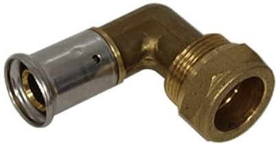 Henco - Raccord Multicouche à sertir - Coude Adaptateur Multicouche laiton à sertir 20x2.0 - Cuivre Ø22 compression