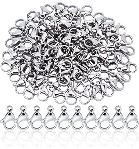 PandaHall 100 Stück Karabinerverschlüsse für die Schmuckherstellung Edelstahl Karabinerverschluss Kit Schmuckverschlüsse 13mm Karabinerverschlüsse für die Schmuckherstellung Halskette Armband Charm