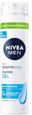 NIVEA MEN Sensitive Cooling Shaving Gel (200 ml), Alcohol-Free Cool Sensitive Skin Shave Gel for Men, Gentle Shave for Irritated Skin (Pack of 6)