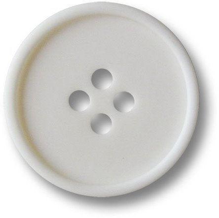 Knopfparadies - 6er Set ganz einfache Flache weiße Vierloch Kunststoffknöpfe mit erhöhtem Rand/Weiß/Kunststoff Knöpfe/Ø ca. 22mm