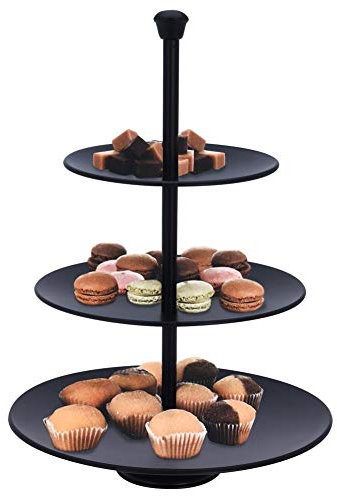ORION Présentoir à gâteaux en acier à 3 étages Noir