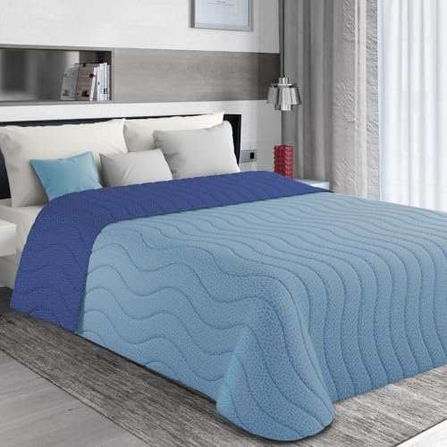 Trapunta Matrimoniale Primaverile Double Face, Copriletto Matrimoniale Mezza Stagione Realizzato in Italia, Trapuntino Leggero Matrimoniale (100 gr/mq) in Morbida Microfibra di Alta Classe