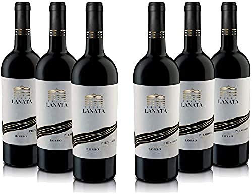 Villa Lanata Piemonte DOC Rosso Rotwein 6 Flaschen - Italien wein Barbera trocken (6 x 0.75l)