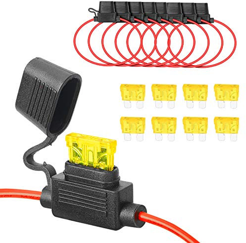 Bolatus 8pcs 20A Standard Blade Fuse Sets, 16AWG Car Truck Automotive Fuse Holder - Waterproof