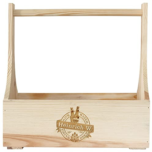 Flaschenträger Bierträger Holz Kiste für 6 Flaschen Bier mit Gravur