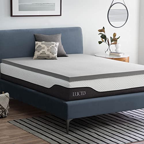 Lucid Surmatelas en Mousse à mémoire de Forme au Charbon de Bambou de 7,5 cm - Charbon Actif - Respirant - King Size européen (160 x 200 cm)