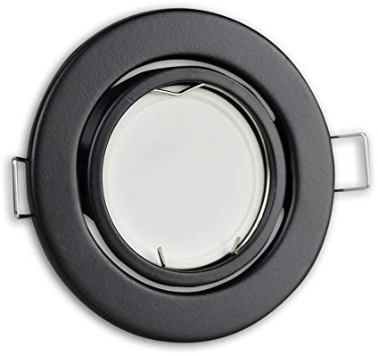 6x LED Einbaustrahler Set schwarz rund 7 Watt kaltweiß 12V - MR16 Einbauleuchte schwenkbar Ø70mm Bohrloch - Einbau-Spot Decken-Strahler Deckeneinbaustrahler Deckenspot Deckeneinbauleuchte