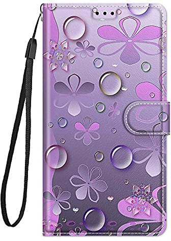 Guxira Hülle Leder für iPhone 11 Handyhülle, Niedliches Muster Motiv Klapphülle Lederhülle mit [360 Grad Stoßfest] [Kartenfachr] Schutzhülle Klappbar Flip Case Cover - Lila