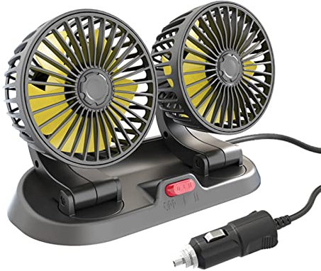 Ventilador de RefrigeracióN, Ventilador de RefrigeracióN para Coche, Conector de Encendedor de Cigarrillos Ajustable de Doble Cabezal, Circulador de Aire MultifuncióN para VehíCulos (Tipo de 12V)